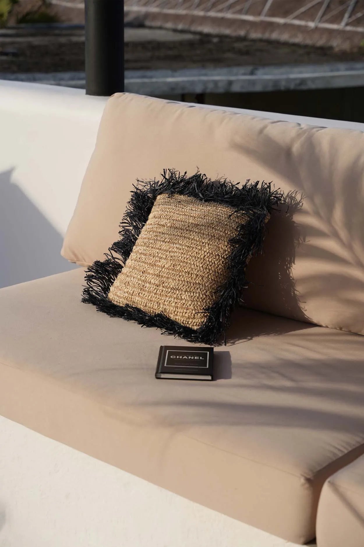The Raffia Cushion Cover Square - Natural Black - 40x40