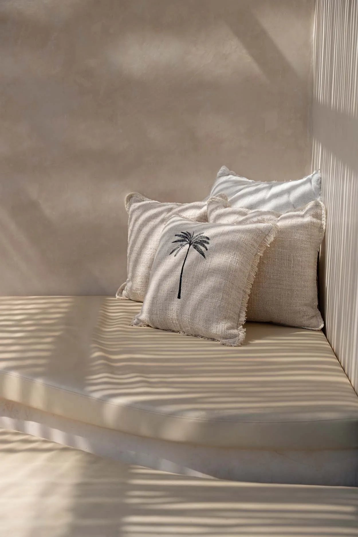 The Gili Palm Cushion Cover - Natural Black