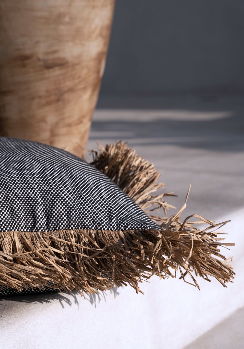 The Cotton Bonita Cushion Cover - Natural Black - 60x60